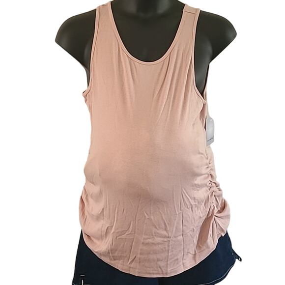 A: Glow Women’s Maternity Tank Top Size XL Soft Pink Sleeveless Ruched Sides NWT - Picture 2 of 9